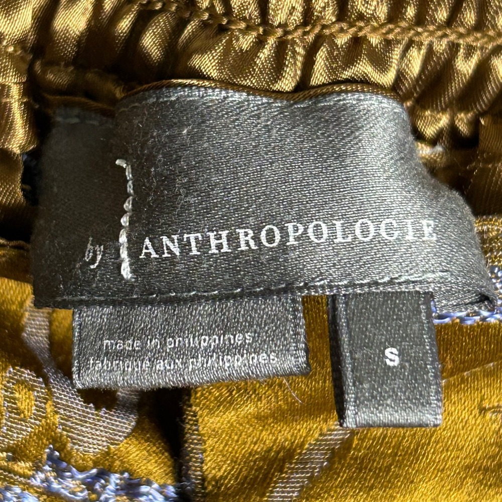 Anthropologie Devin Cargo Pants Small Brown Jacquard Metallic Floral Jogger - Picture 15 of 15
